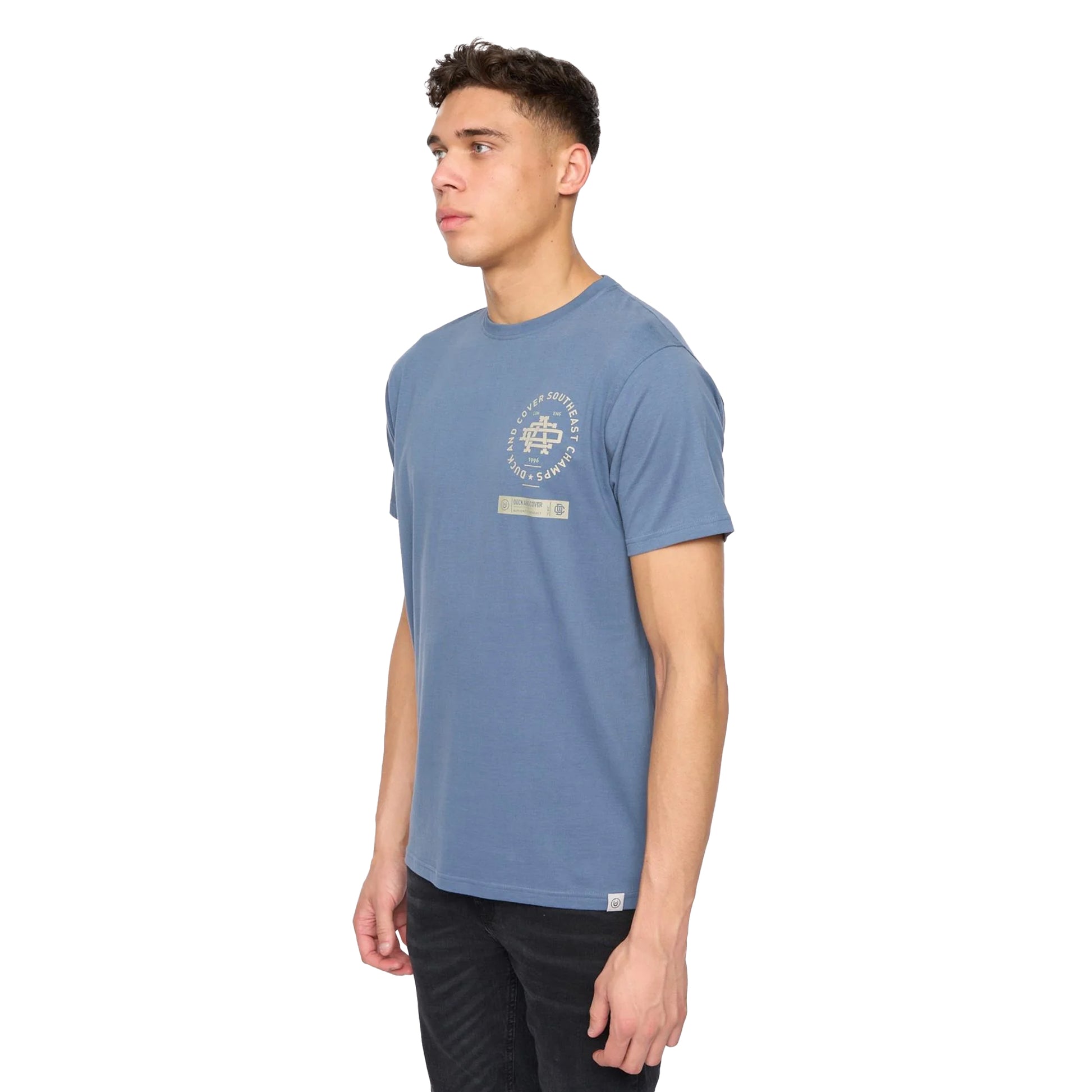 Denim Blue - Side - Duck and Cover Mens Chellforth T-Shirt