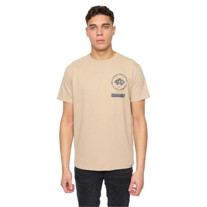 Greige - Front - Duck and Cover Mens Chellforth T-Shirt