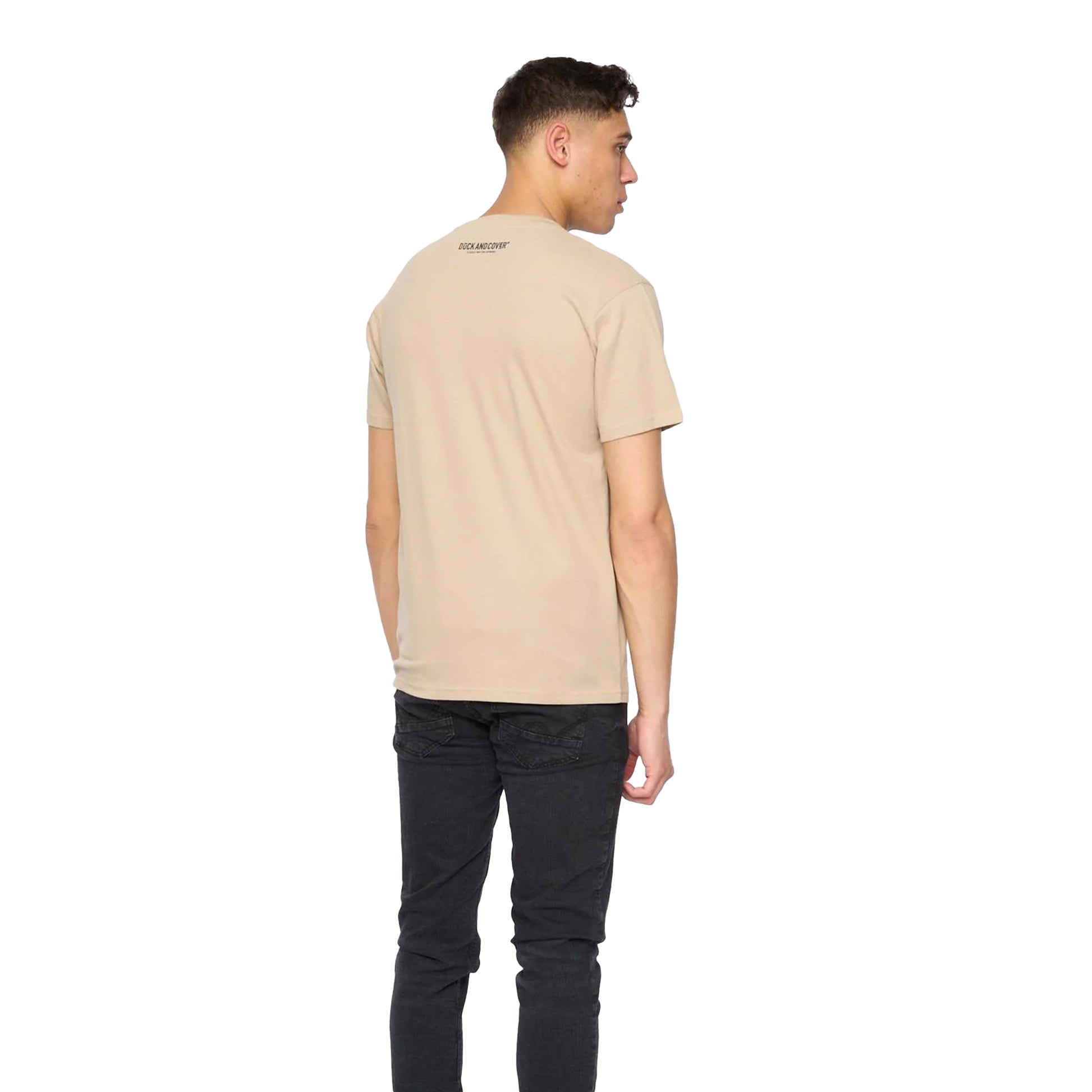Greige - Back - Duck and Cover Mens Chellforth T-Shirt