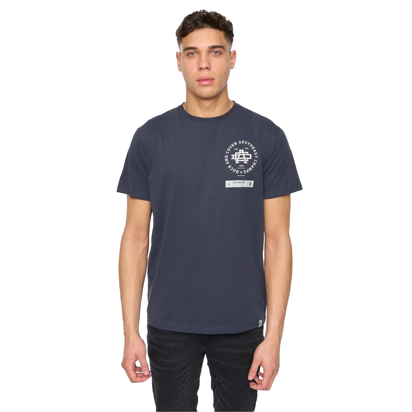 Navy - Front - Duck and Cover Mens Chellforth T-Shirt