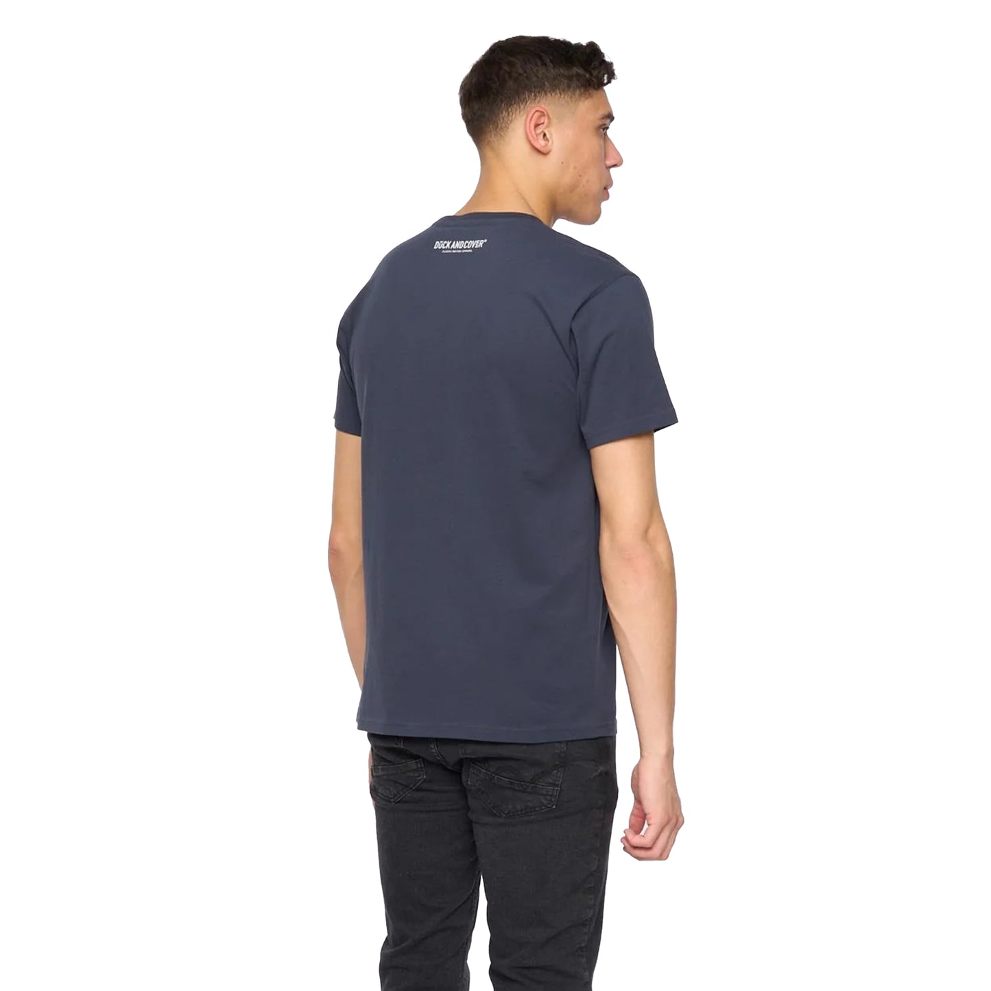 Navy - Back - Duck and Cover Mens Chellforth T-Shirt