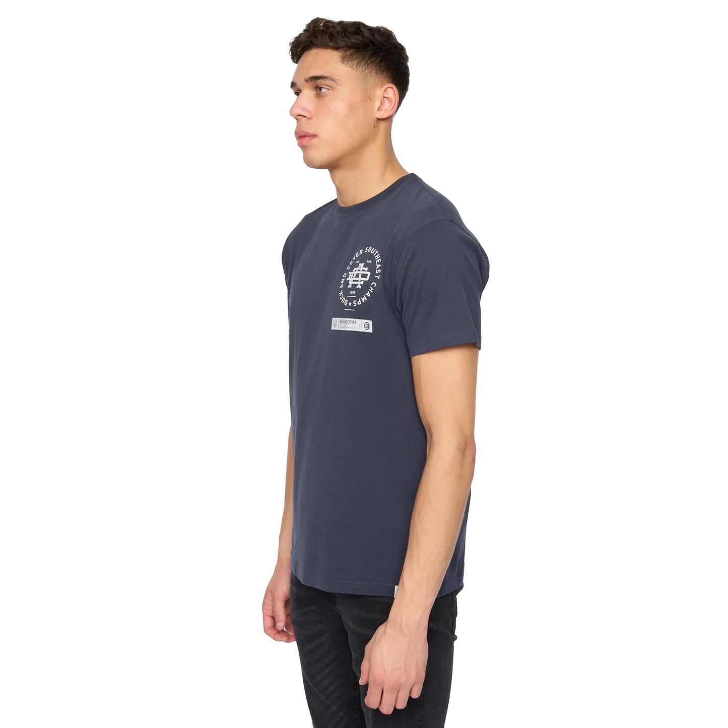 Navy - Side - Duck and Cover Mens Chellforth T-Shirt