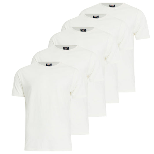 White - Front - Kandor Mens Dovar T-Shirt (Pack Of 5)