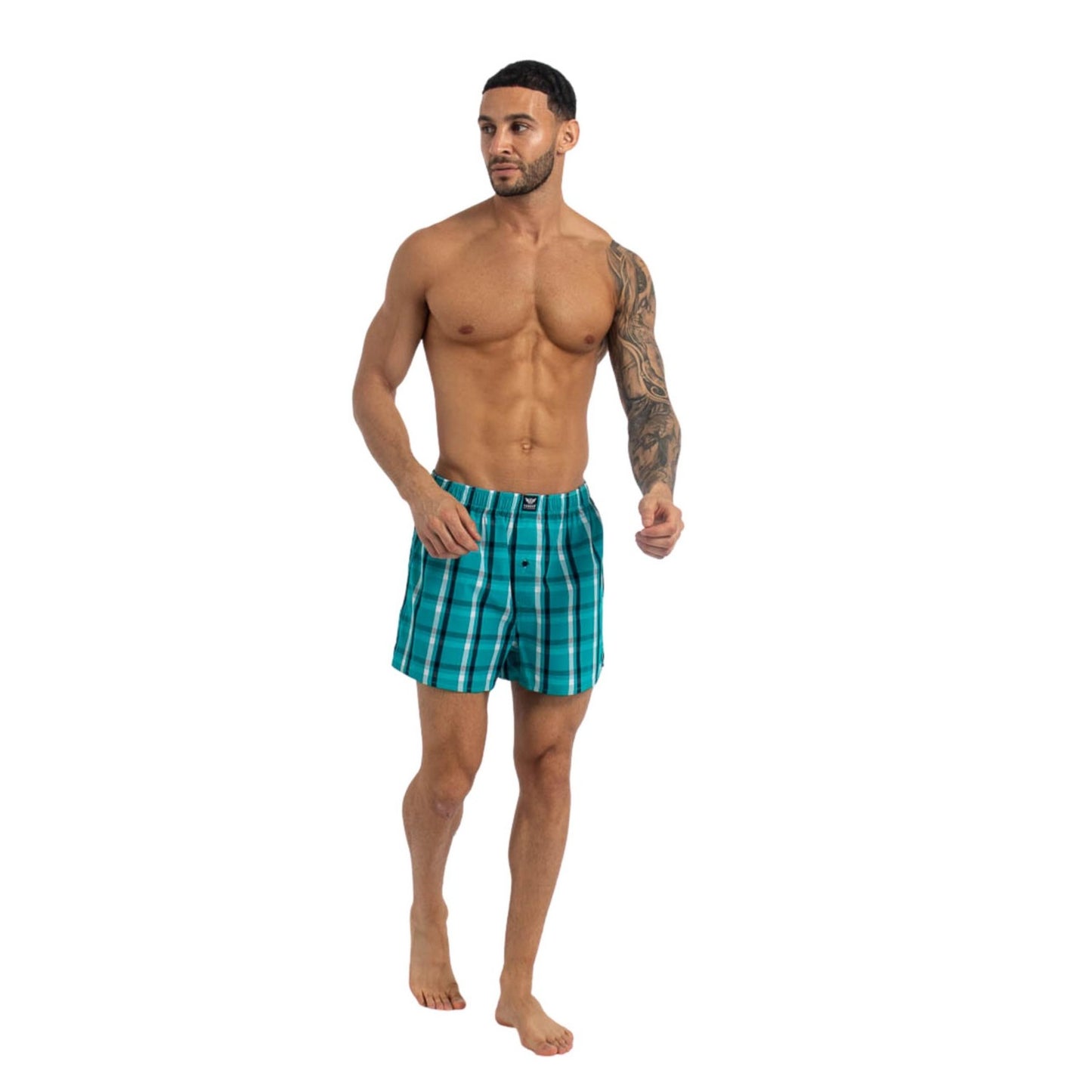 Multicoloured - Pack Shot - Kandor Mens Hexster Checked Woven Boxer Shorts (Pack of 6)