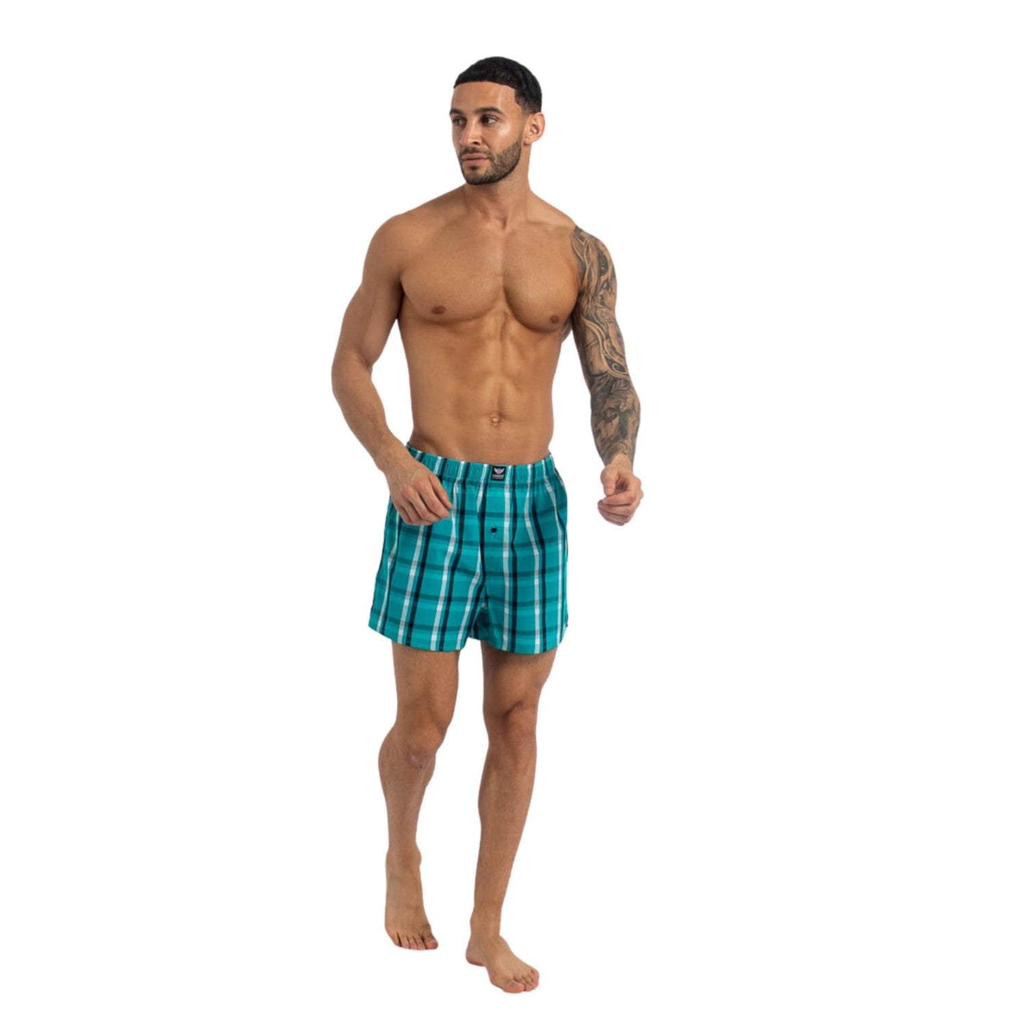 Multicoloured - Pack Shot - Kandor Mens Hexster Checked Woven Boxer Shorts (Pack of 6)