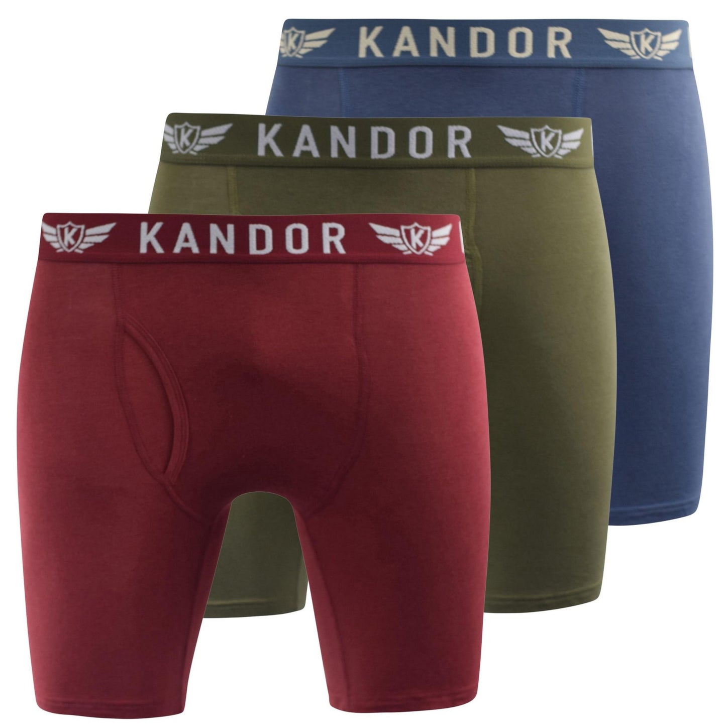 Olive-Red - Front - Kandor Mens Bambuso Boxer Shorts (Pack Of 3)