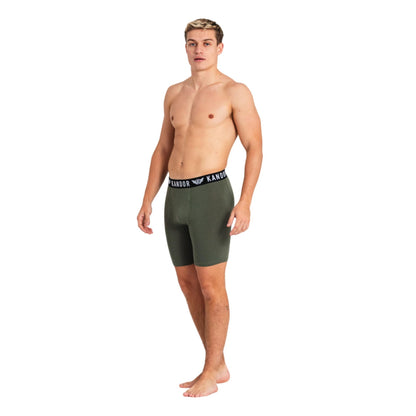 Orange-Thyme Green - Side - Kandor Mens Bambuso Boxer Shorts (Pack Of 3)