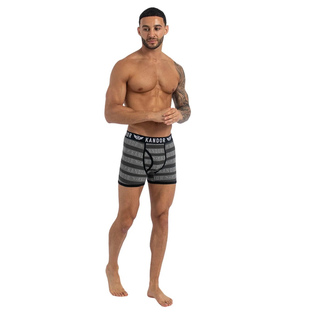 Black - Side - Kandor Mens Lingo Boxer Shorts (Pack of 5)