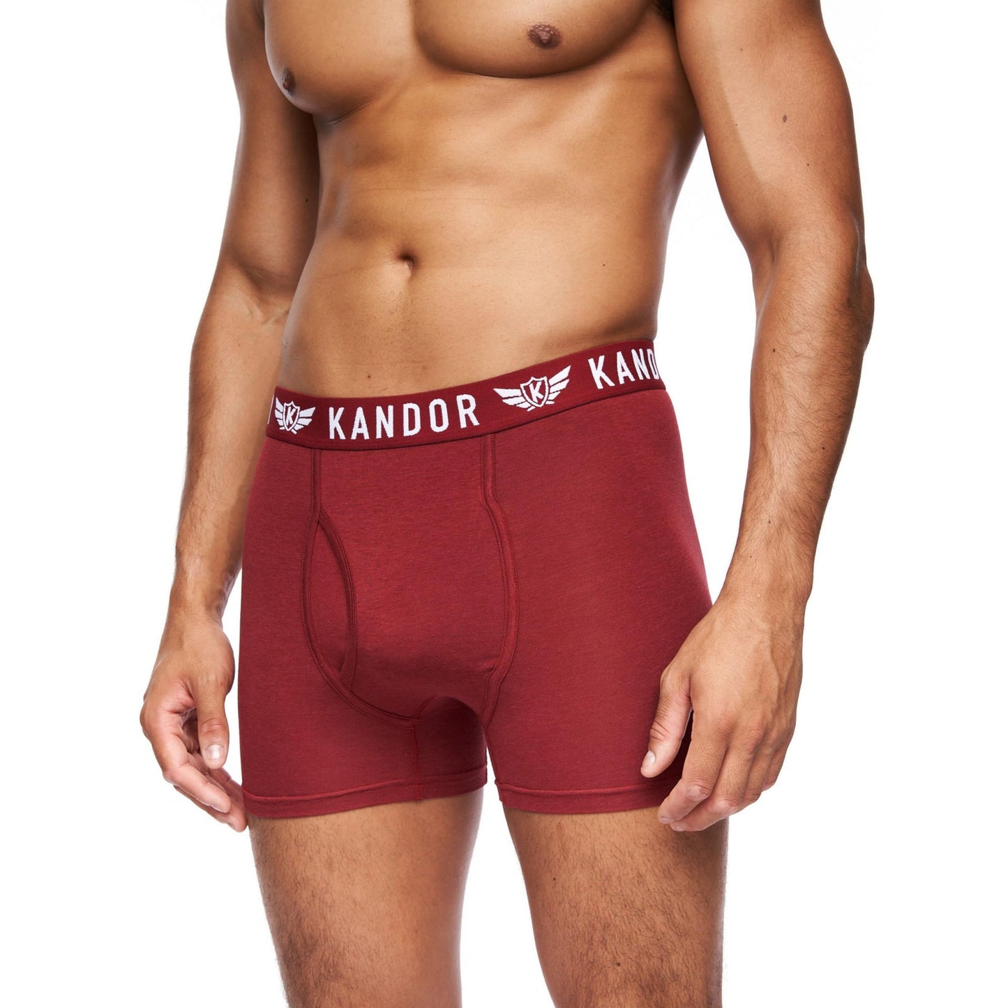 Red-Navy-Olive-Black-Blue - Back - Kandor Mens Quinfly Boxer Shorts (Pack of 5)