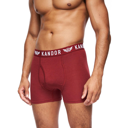 Red-Navy-Olive-Black-Blue - Back - Kandor Mens Quinfly Boxer Shorts (Pack of 5)