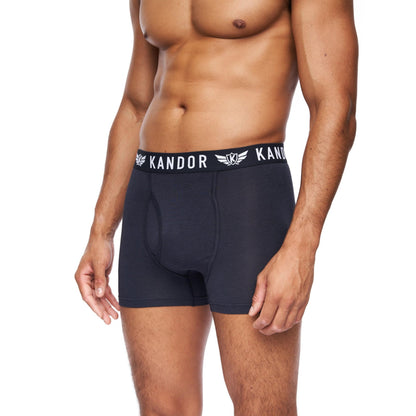 Red-Navy-Olive-Black-Blue - Side - Kandor Mens Quinfly Boxer Shorts (Pack of 5)