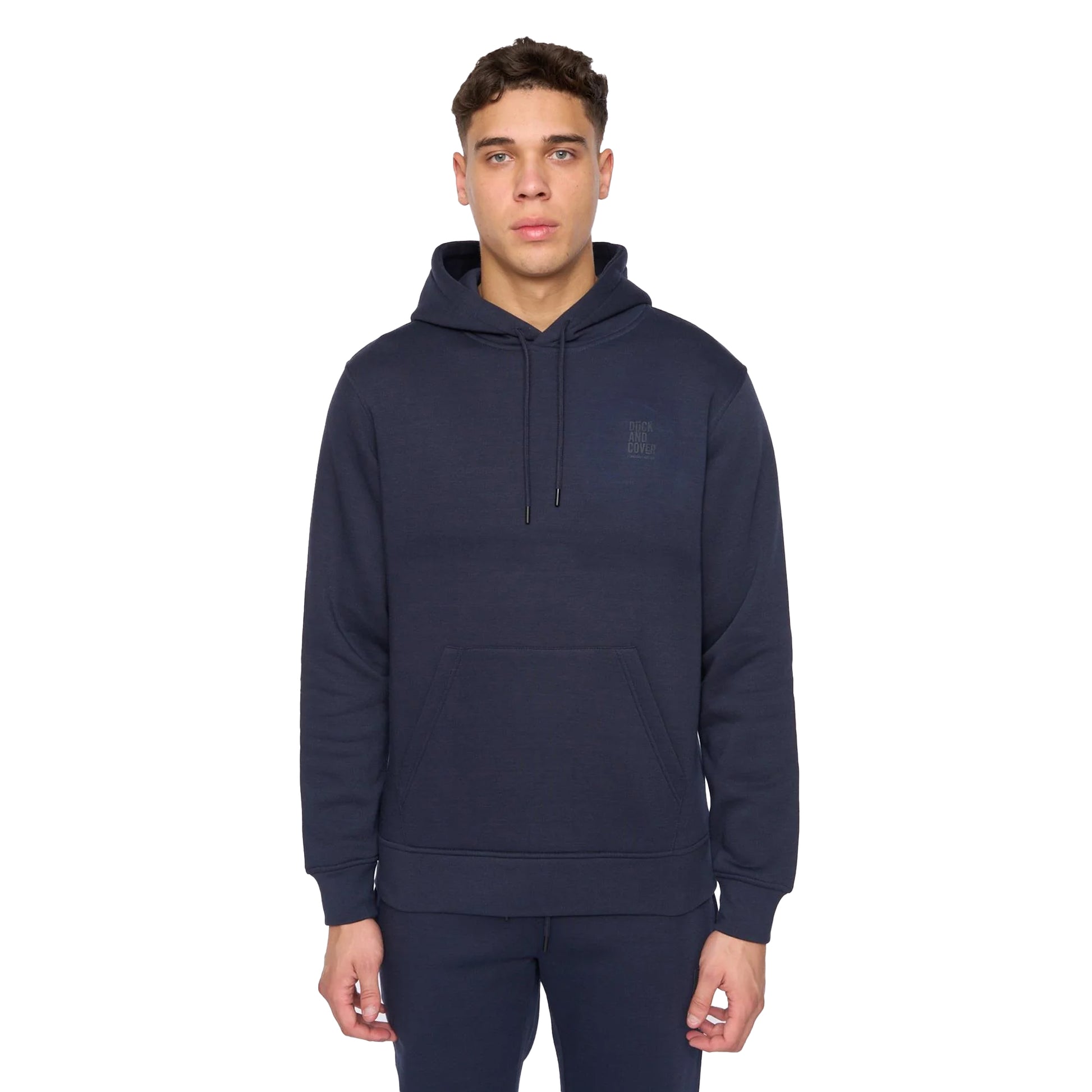 Navy - Side - Duck and Cover Mens Merchell Hoodie And Joggers Set