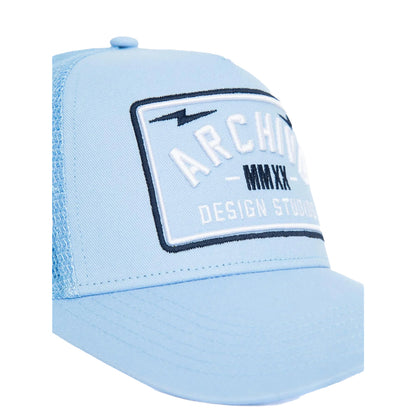 Light Blue - Side - Archive Design Studios Mens Varsity Trucker Cap