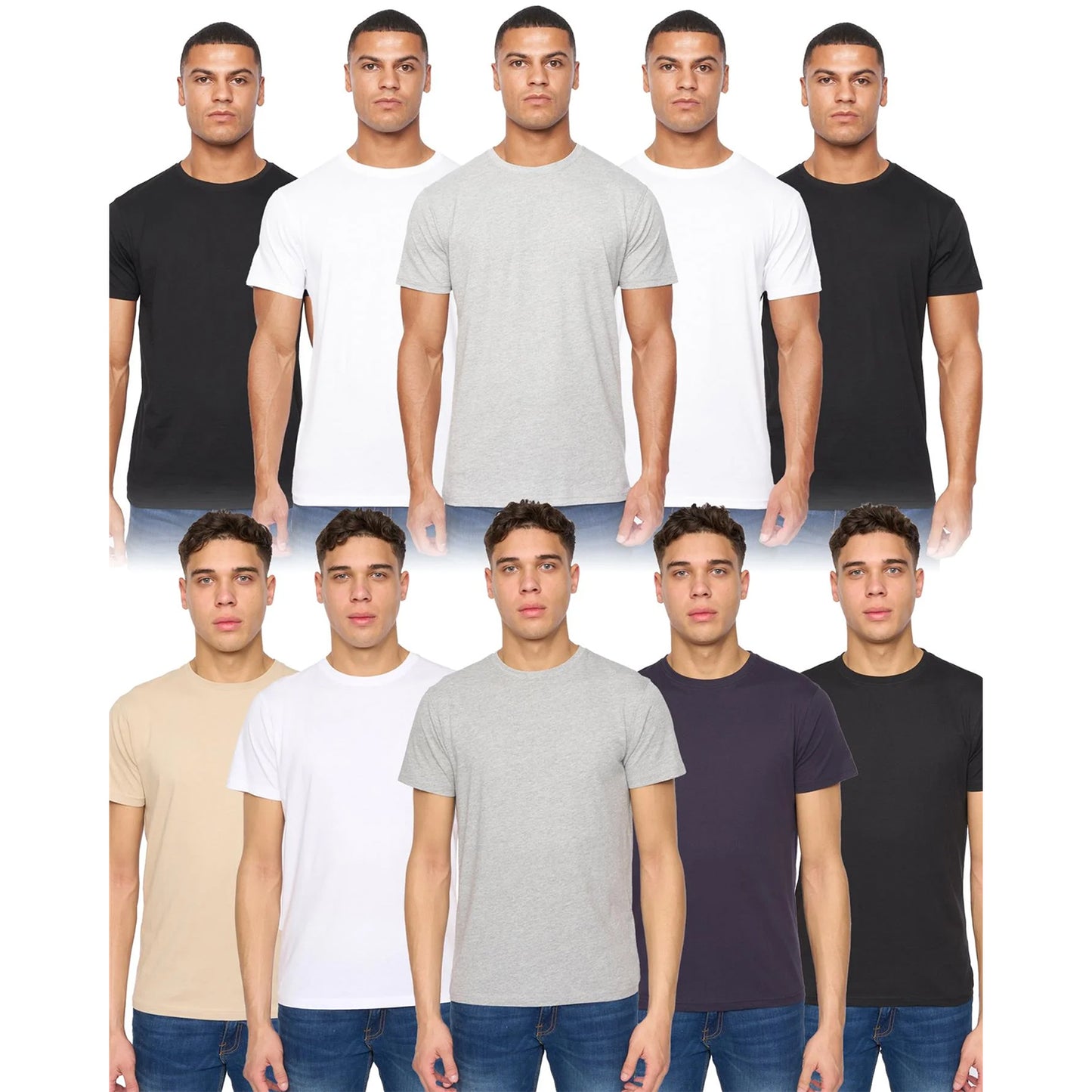 Multicoloured - Front - Duck and Cover Mens Caplaz & Frankinz T-Shirt (Pack of 10)