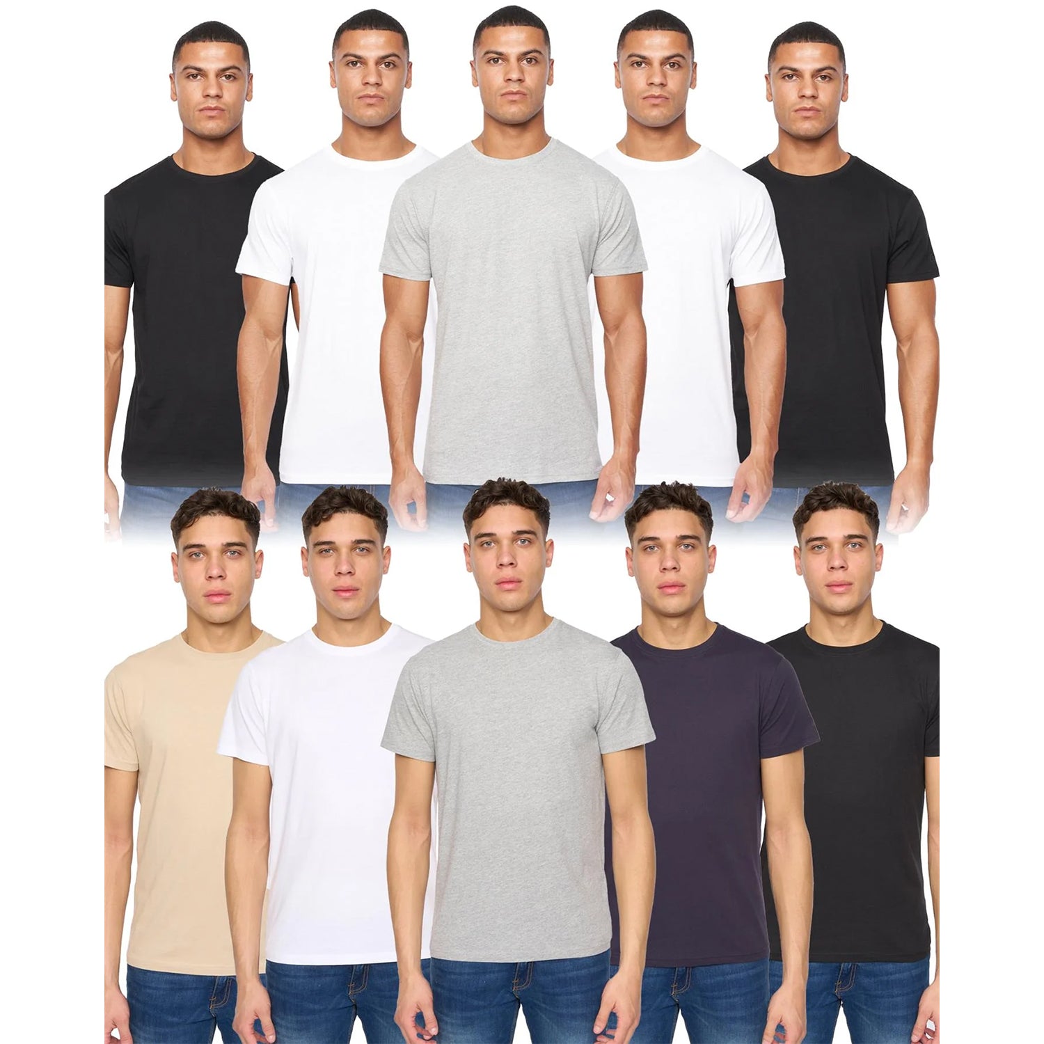 Multicoloured - Front - Duck and Cover Mens Caplaz & Frankinz T-Shirt (Pack of 10)