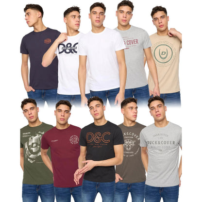Multicoloured - Front - Duck and Cover Mens Cheymore & Corsure T-Shirt (Pack of 10)