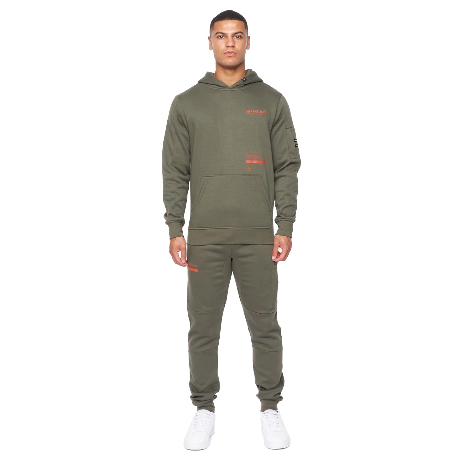 Olive - Front - Duck and Cover Mens Heningys Hoodie And Joggers Set