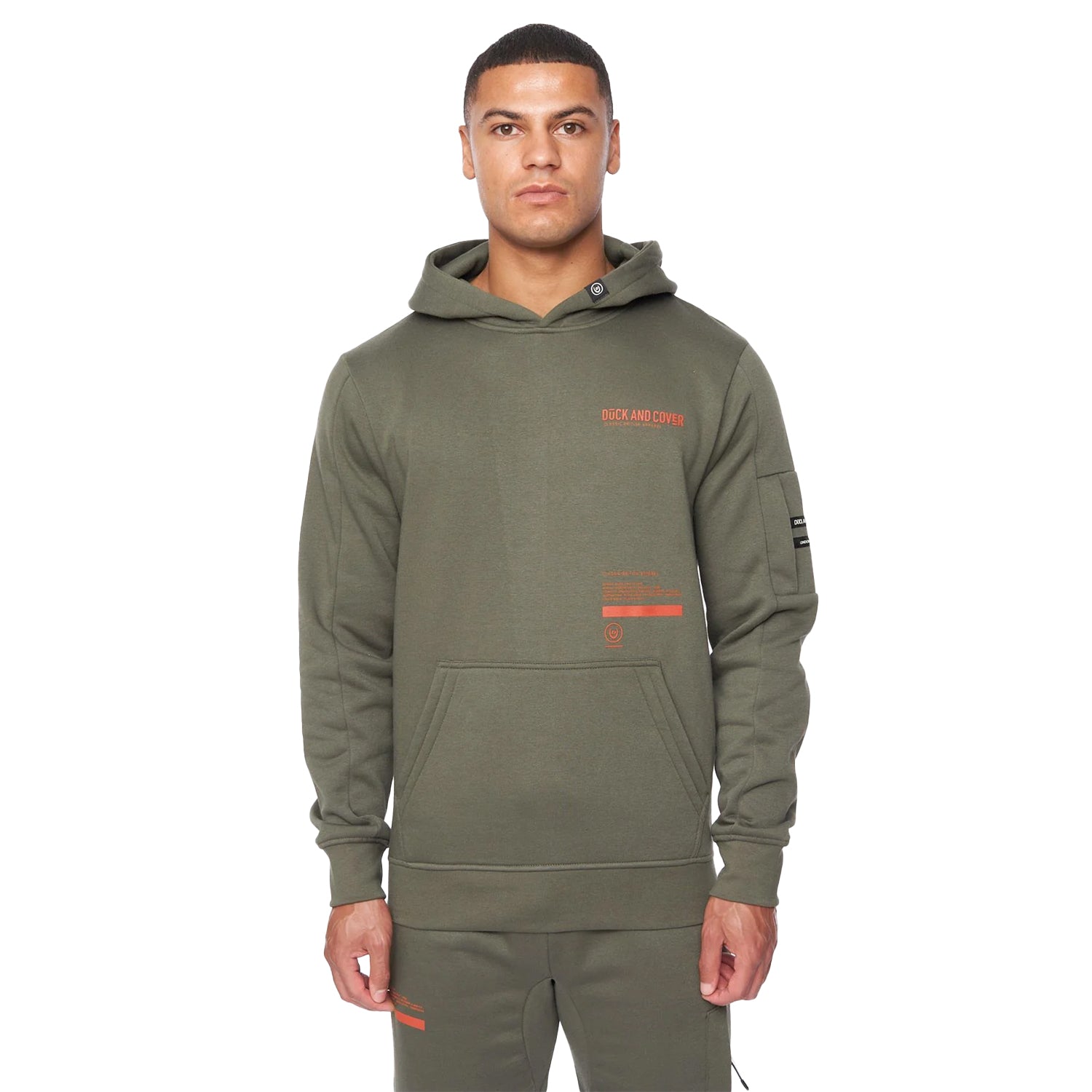 Olive - Side - Duck and Cover Mens Heningys Hoodie And Joggers Set