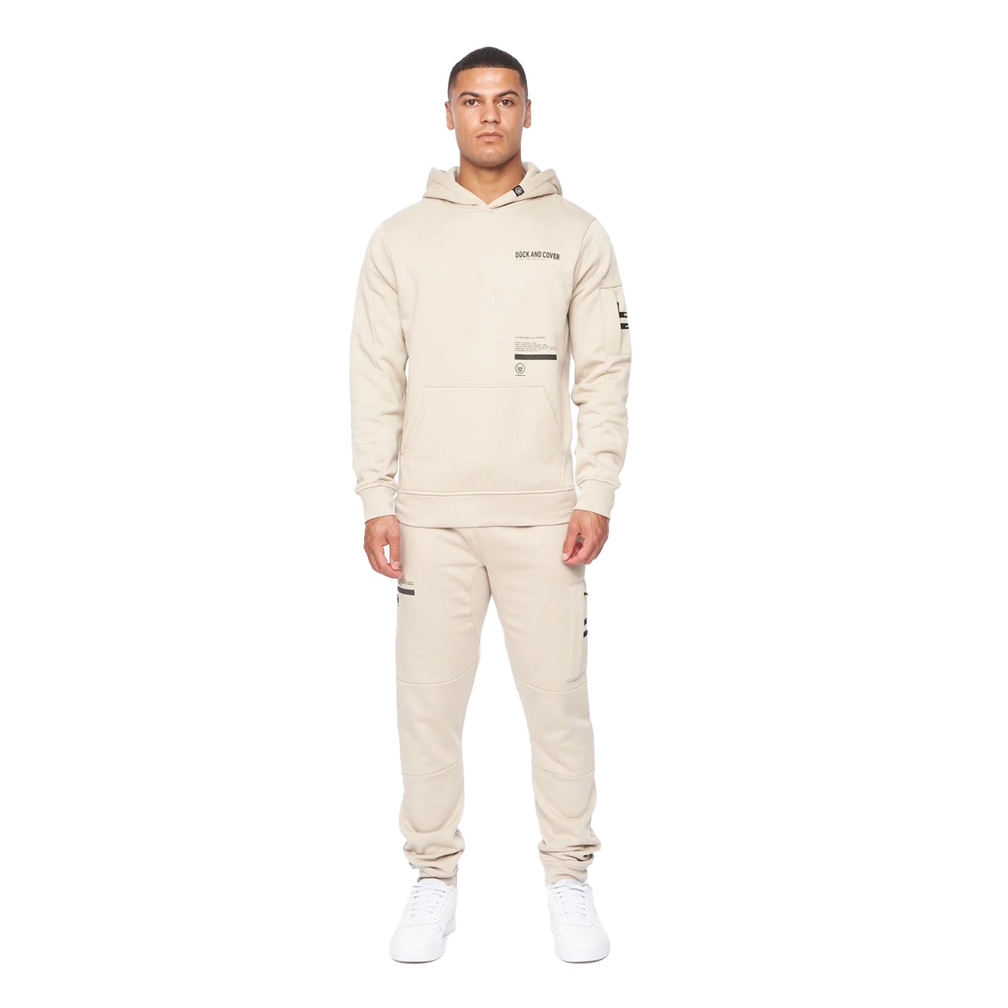 Greige - Front - Duck and Cover Mens Heningys Hoodie And Joggers Set