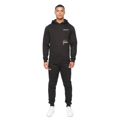 Black - Front - Duck and Cover Mens Heningys Hoodie And Joggers Set