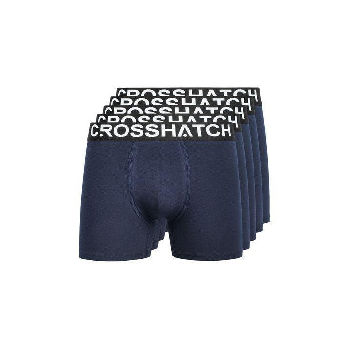 Navy - Front - Crosshatch Mens Astral Boxer Shorts (Pack of 5)