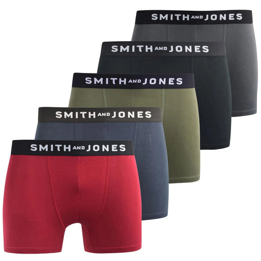 Multicoloured - Front - Smith & Jones Mens Cedar Boxer Shorts (Pack of 5)