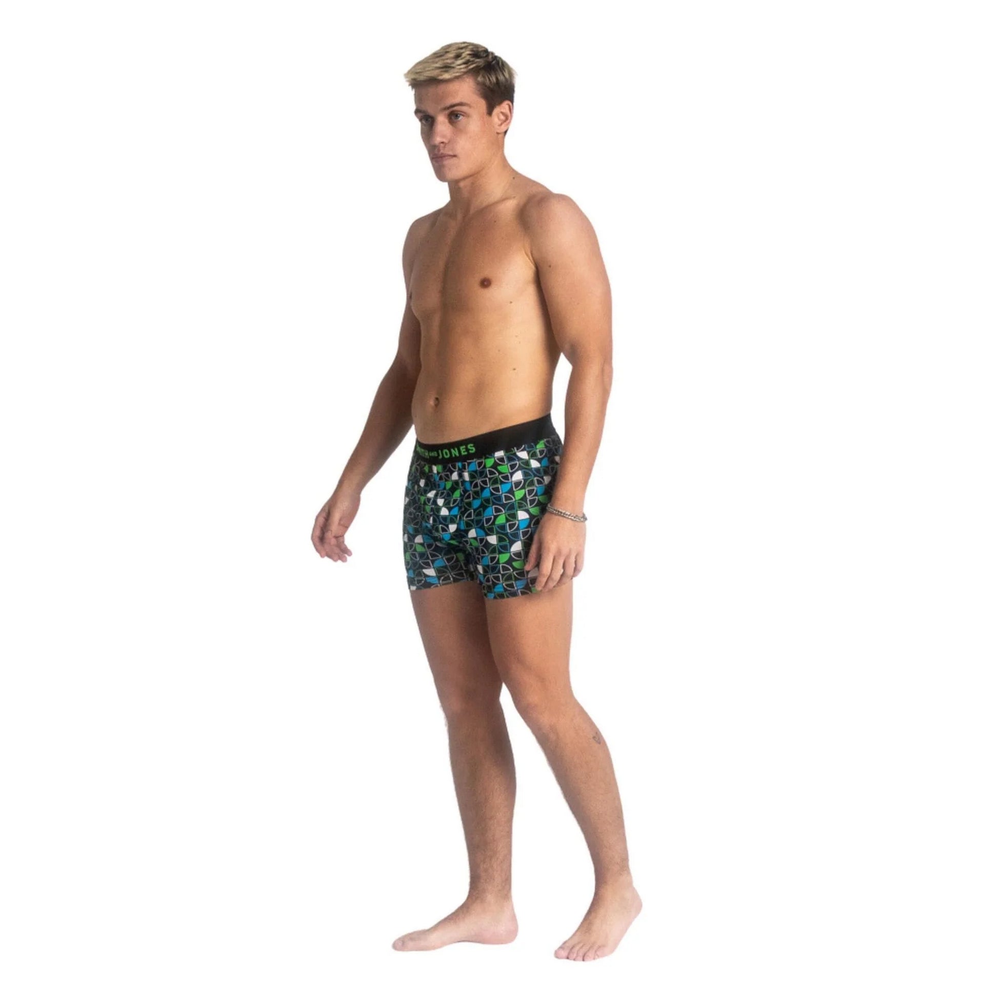 Green-Blue-Black - Side - Smith & Jones Mens Riggon Assorted Designs Boxer Shorts (Pack of 5)
