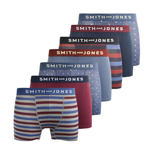 Multicoloured - Front - Smith & Jones Mens Aziel Assorted Designs Boxer Shorts (Pack of 7)