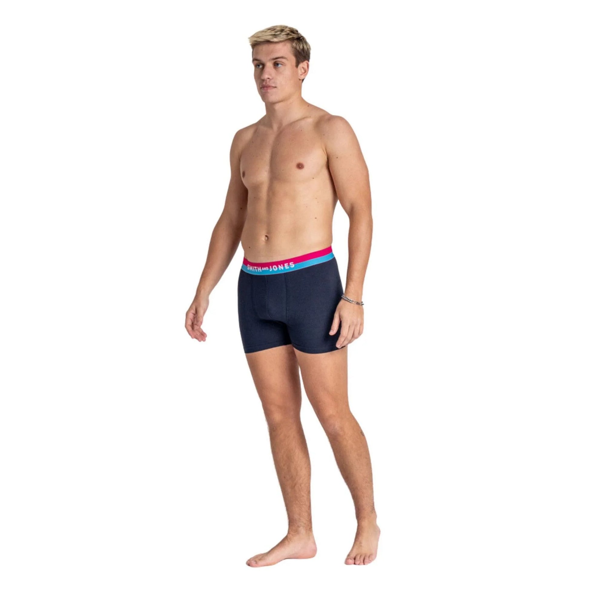 Blue-Pink - Pack Shot - Smith & Jones Mens Taden Assorted Designs Boxer Shorts (Pack of 7)