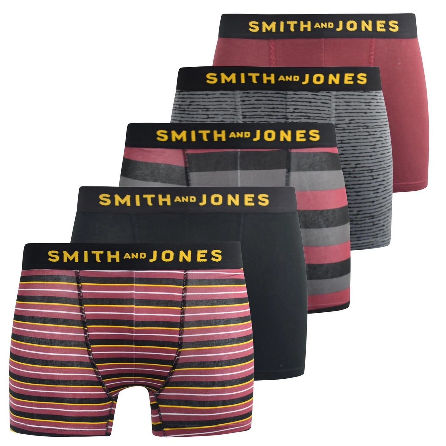 Multicoloured - Front - Smith & Jones Mens Kole Assorted Designs Boxer Shorts (Pack of 5)