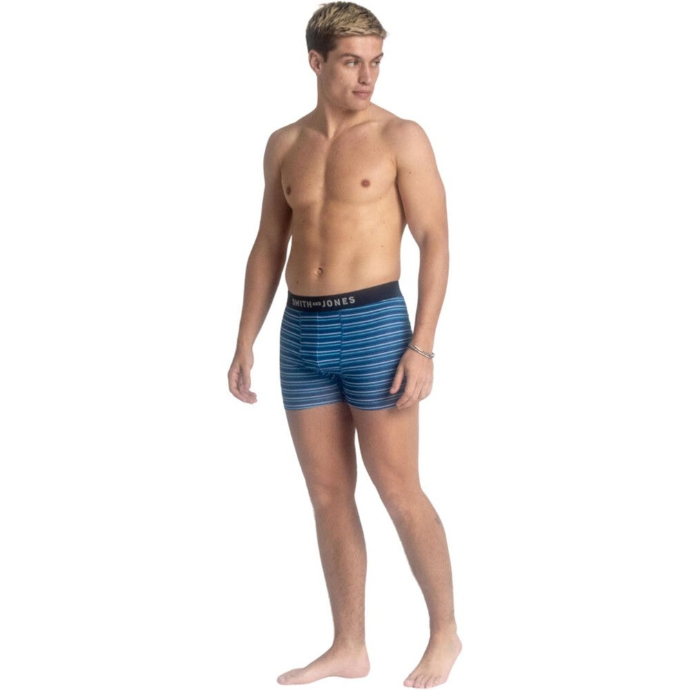 Black-Blue-Navy - Lifestyle - Smith & Jones Mens Lathan Assorted Designs Boxer Shorts (Pack of 5)
