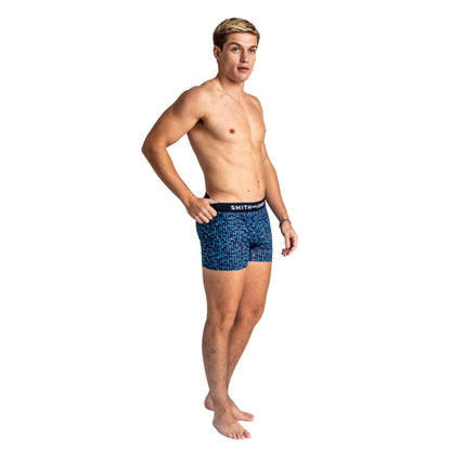 Blue-Black-Navy - Back - Smith & Jones Mens Zyden Assorted Designs Boxer Shorts (Pack of 7)