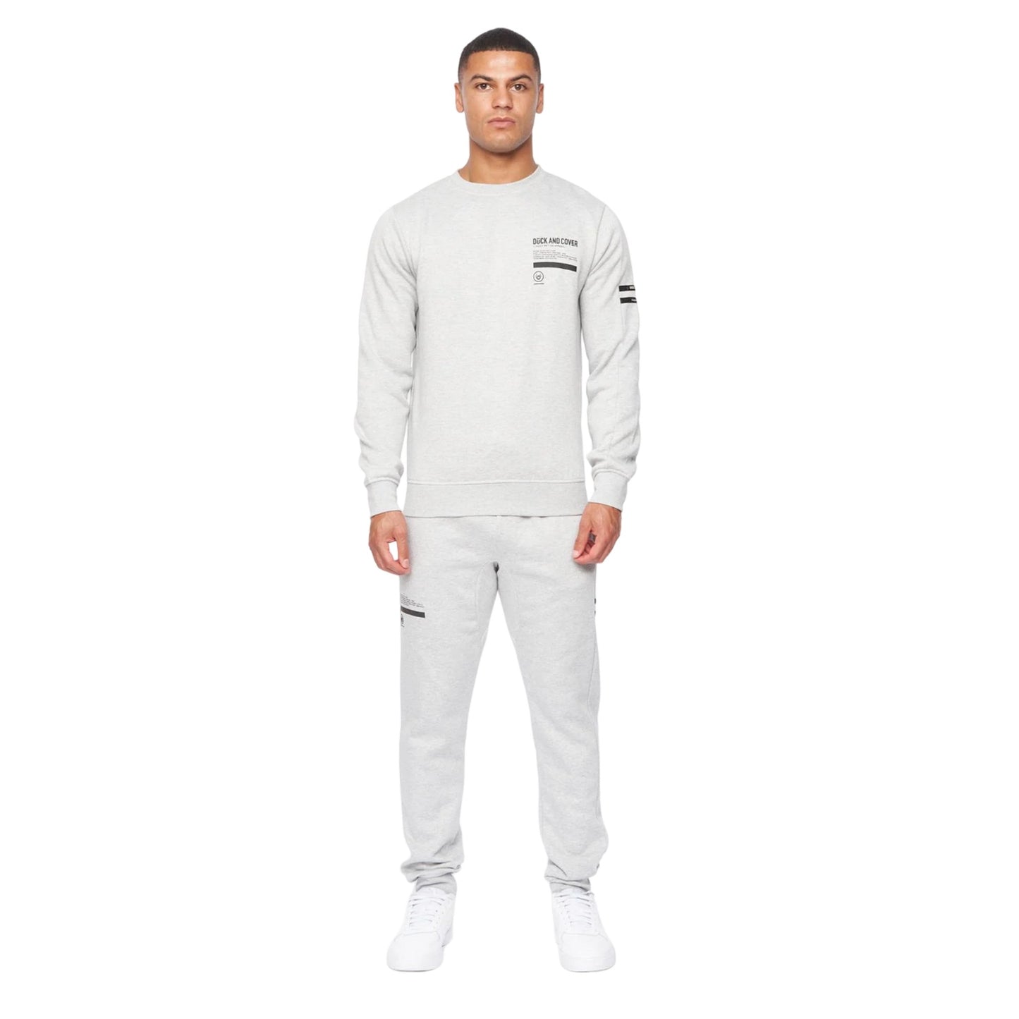 Grey Marl - Front - Duck and Cover Mens Jennerkins Crew Neck Sweatshirt & Jogging Bottoms