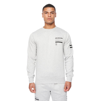 Grey Marl - Side - Duck and Cover Mens Jennerkins Crew Neck Sweatshirt & Jogging Bottoms
