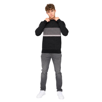 Black - Side - Bewley & Ritch Mens Kirkman Knitted Crew Neck Sweatshirt