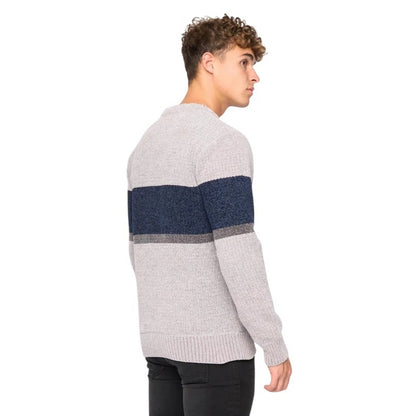 Light Grey - Back - Bewley & Ritch Mens Kirkman Knitted Crew Neck Sweatshirt