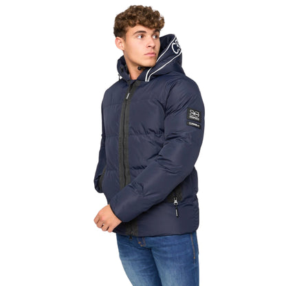 Navy - Front - Crosshatch Mens Sandbox Hooded Jacket