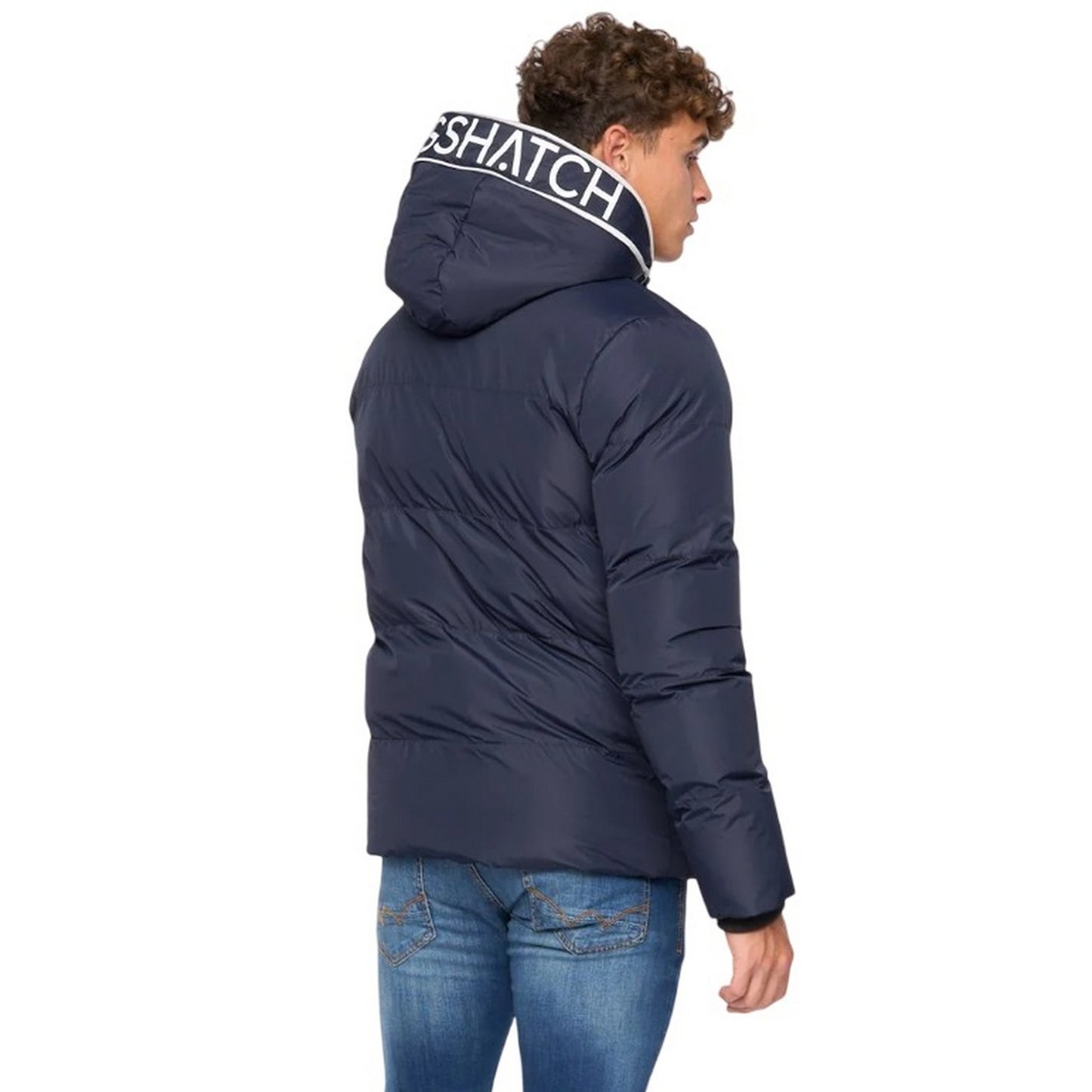 Navy - Back - Crosshatch Mens Sandbox Hooded Jacket