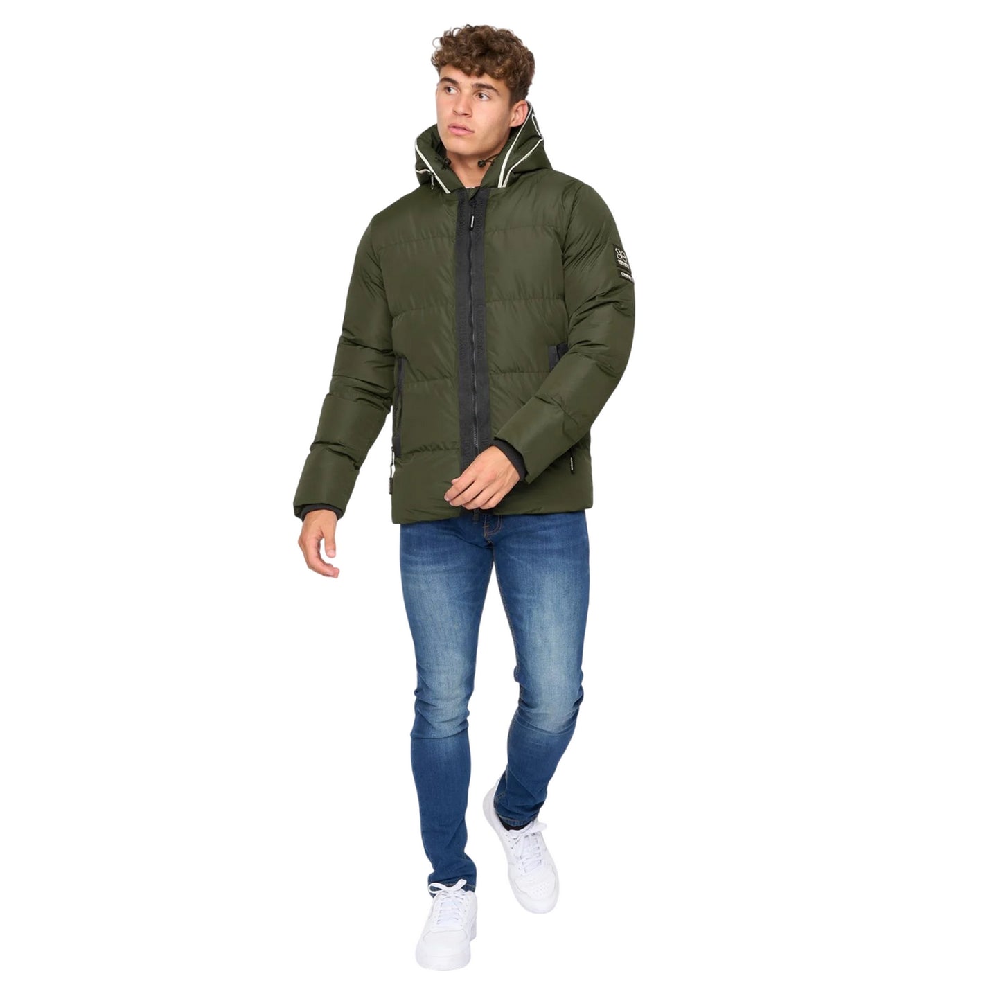Olive - Side - Crosshatch Mens Sandbox Hooded Jacket