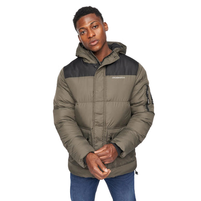 Olive - Front - Crosshatch Mens Bentlays Hooded Jacket