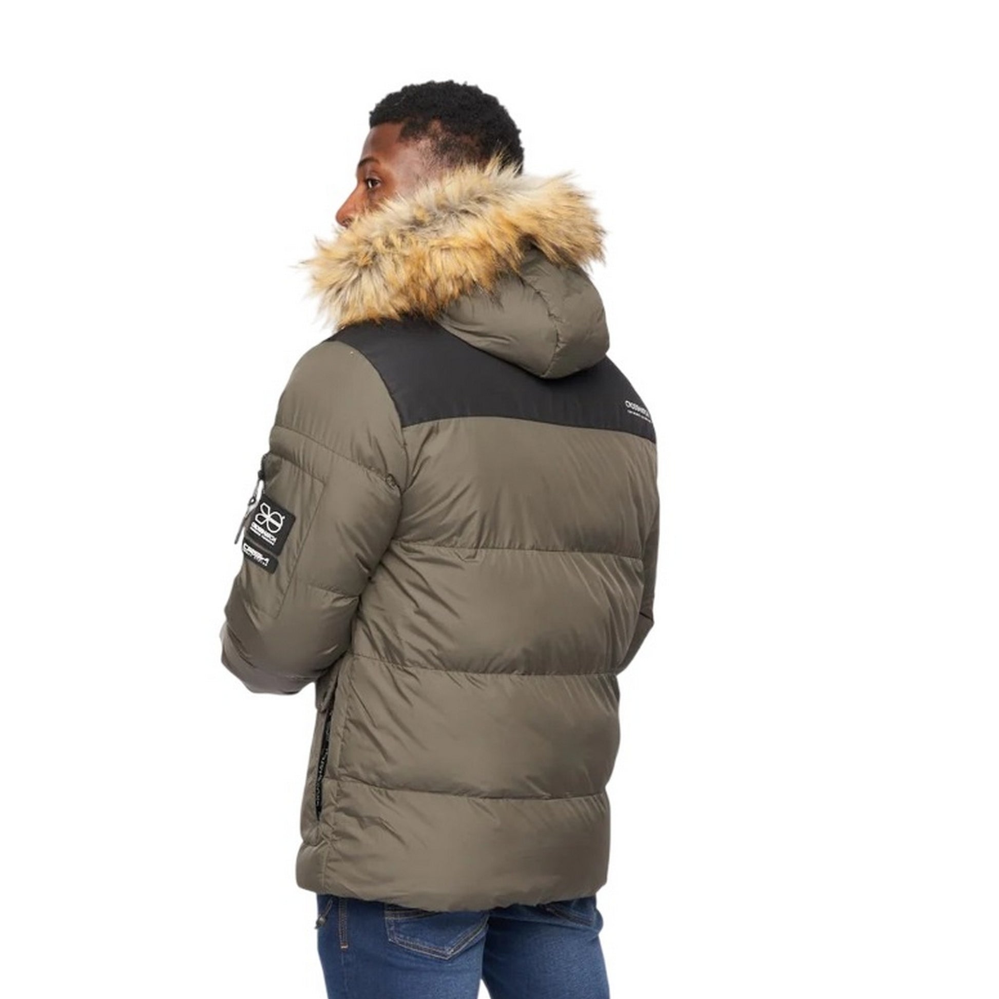 Olive - Back - Crosshatch Mens Bentlays Hooded Jacket