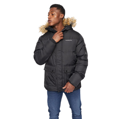 Black - Front - Crosshatch Mens Bentlays Hooded Jacket
