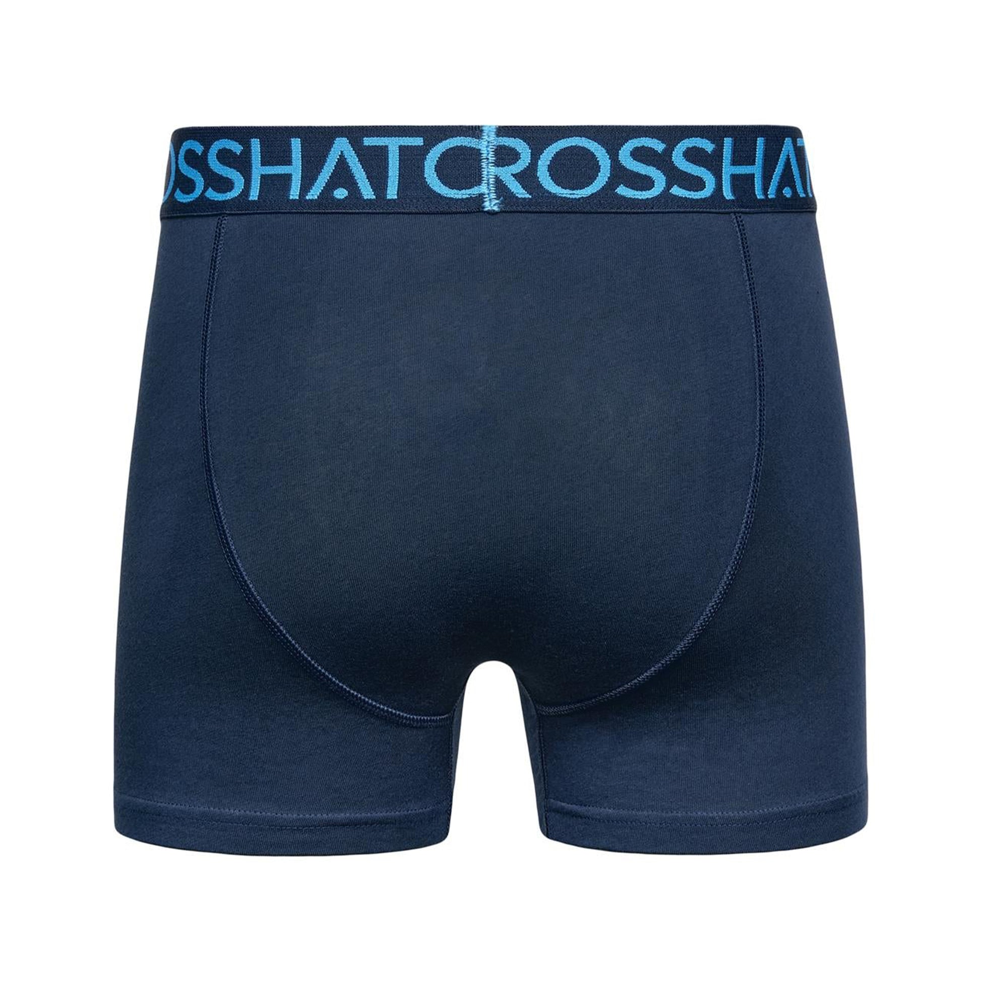 Navy - Back - Crosshatch Mens Chasma Plain Boxer Shorts (Pack of 3)