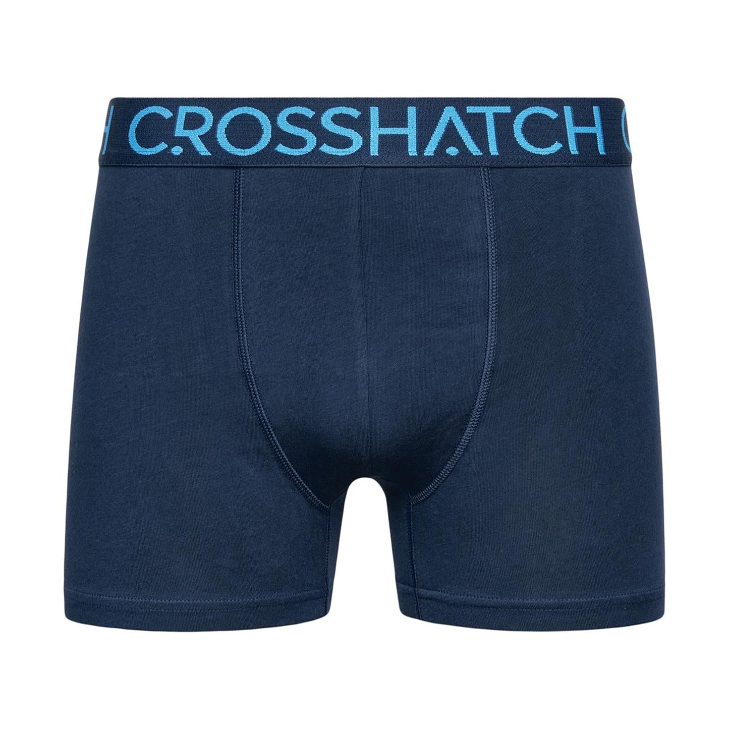Navy - Side - Crosshatch Mens Chasma Plain Boxer Shorts (Pack of 3)