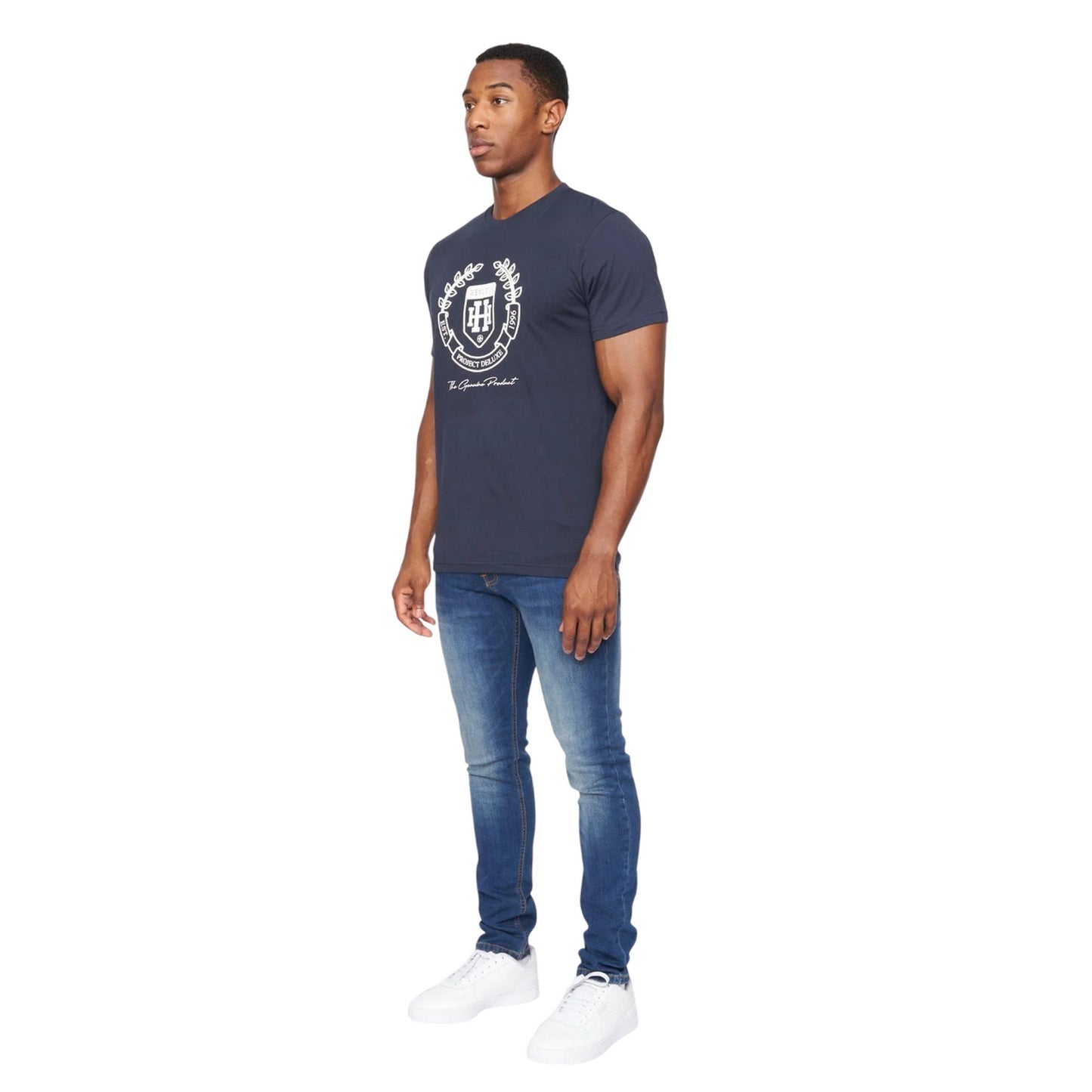 Navy - Side - Henleys Mens Myer T-Shirt
