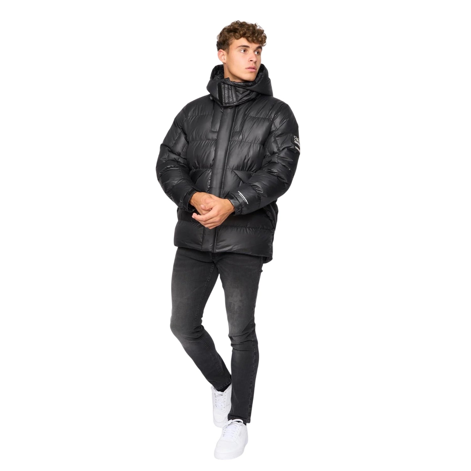 Black - Side - Crosshatch Mens Camptor Panelled Jacket