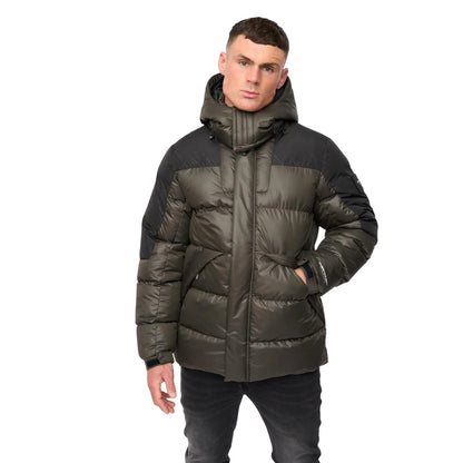 Olive - Front - Crosshatch Mens Camptor Panelled Jacket