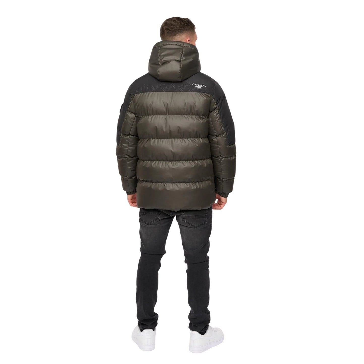 Olive - Back - Crosshatch Mens Camptor Panelled Jacket