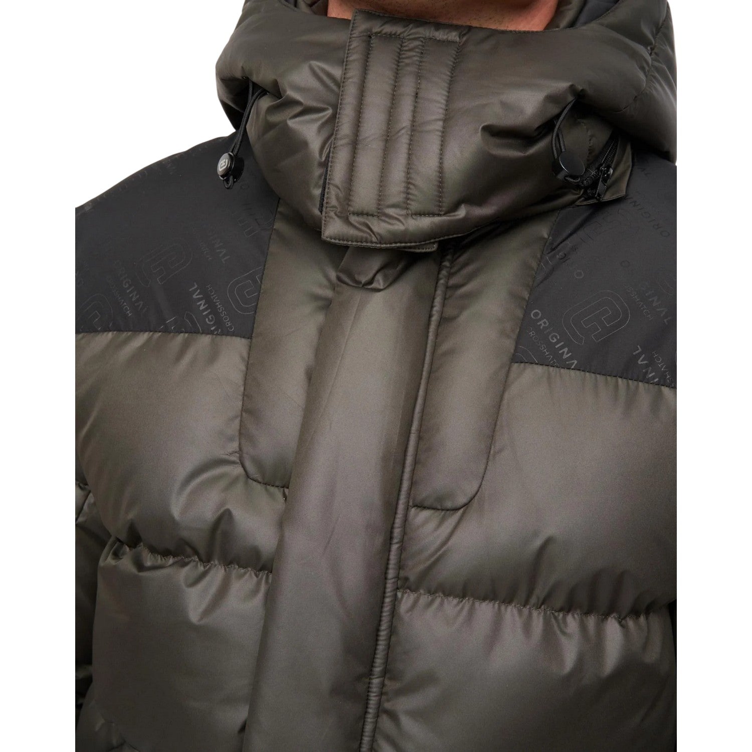 Olive - Side - Crosshatch Mens Camptor Panelled Jacket