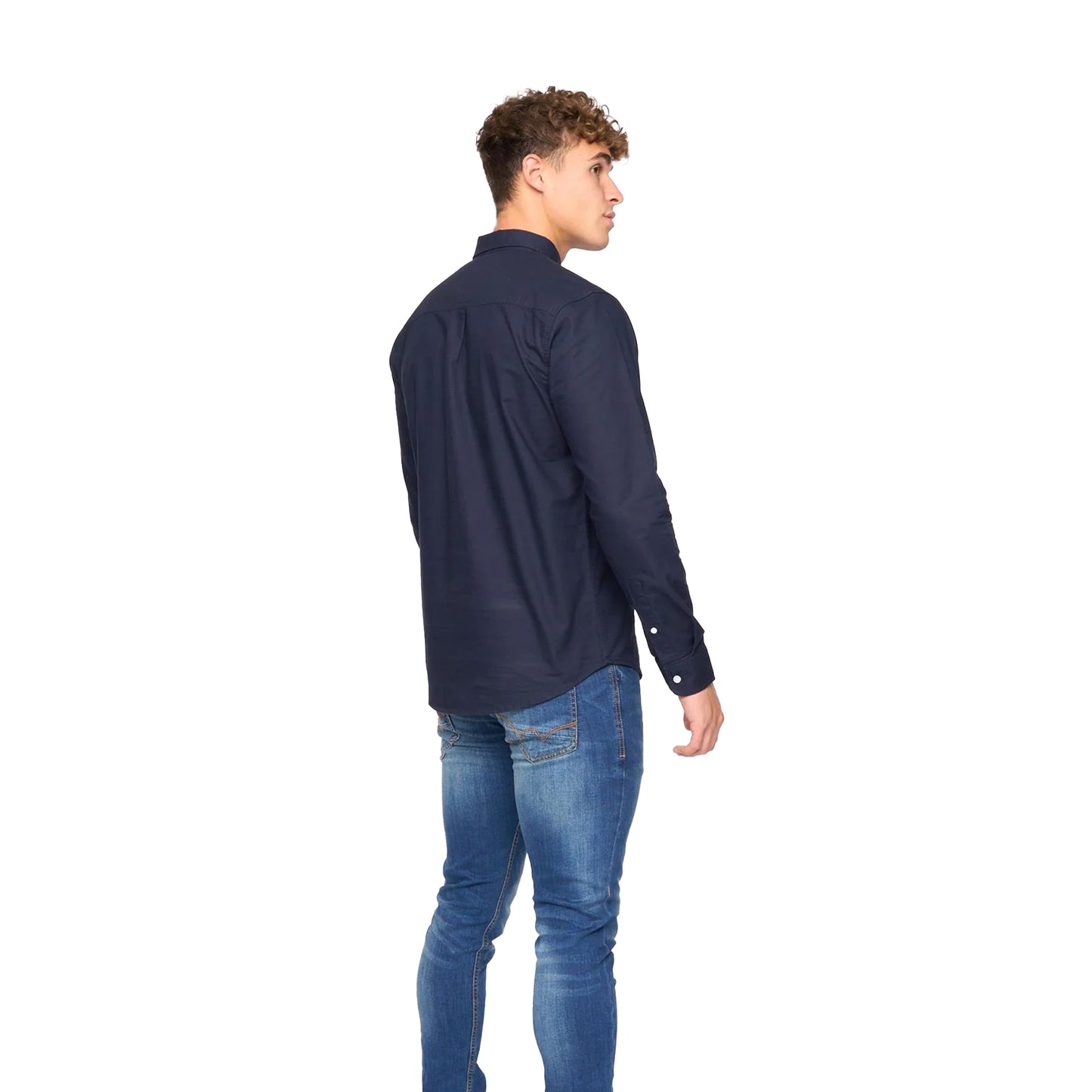 Dark Blue - Back - Bewley & Ritch Mens Chatmen Oxford Slim Shirt